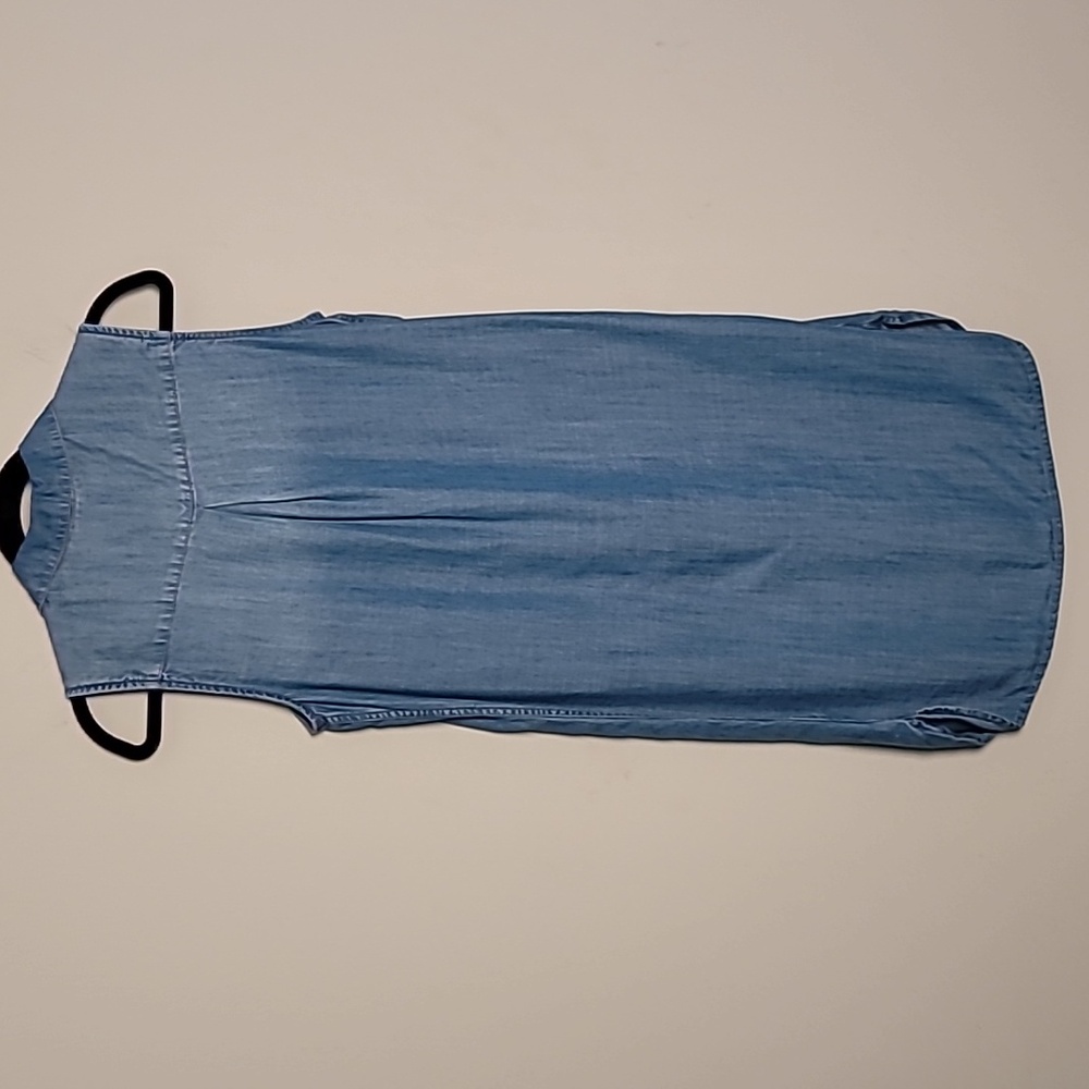 Beach lunch lounge Sleeveles Chambray Shift Dress Sz S - Picture 4 of 6